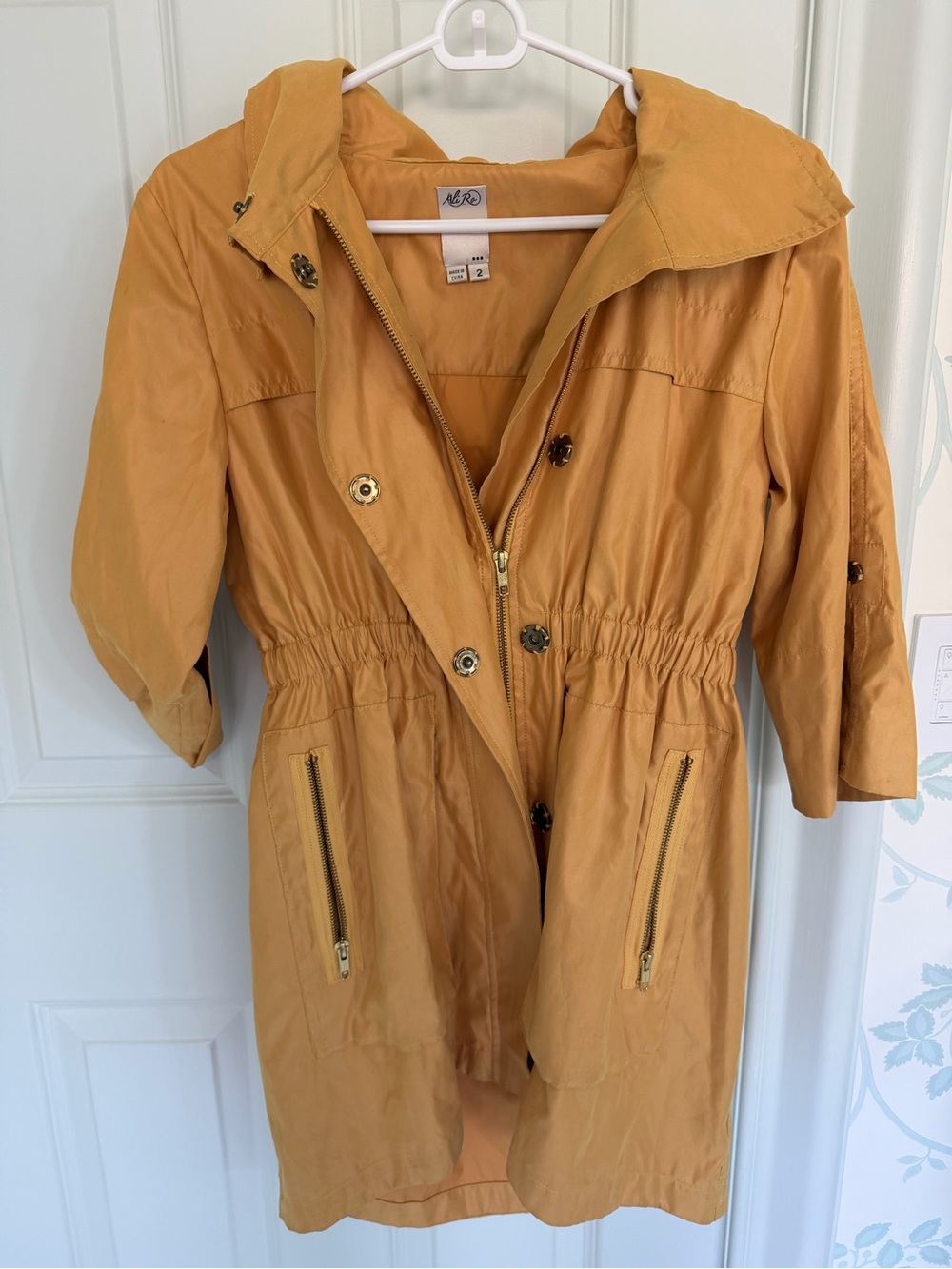 Ali Ro Mustard Drawstring-Waist Trench Coat